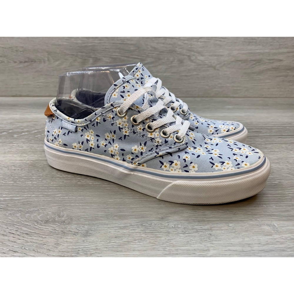 Vans Ultracush Floral Sneakers Light Blue Daisy Print Low Top Shoes Women's 6